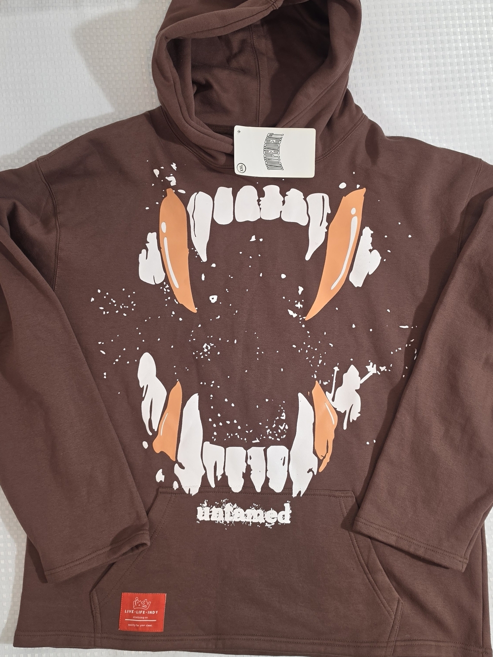 NWT Live Life Indy Co. "Untamed" Monster Teeth Hoodie - Brown (Size 2XL)